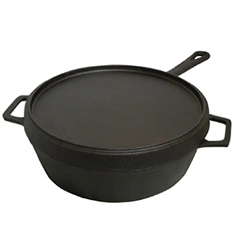 Cast Iron 5 Quart Fryer with Double Sided Cast Iron Griddle lid