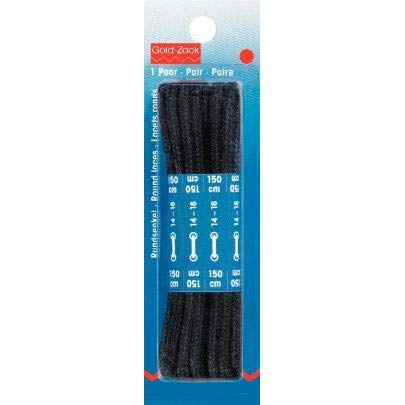 Prym Round Laces, Cotton, Black, 150 cm x diameter 5 mm, Schwarz, 2 Stück