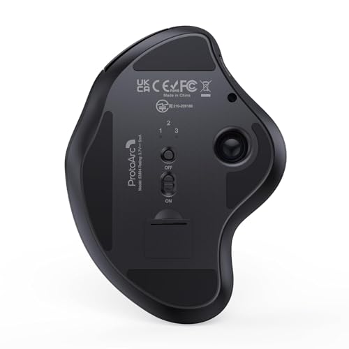 Image of ProtoArc Wireless Trackball Mouse, EM04 Ergonomic Bluetooth Rollerball Mouse Rechargeable Computer Laptop Mouse, 3 Device Connection, Compatible with PC, iPad, Mac, Windows-Cherry Ball