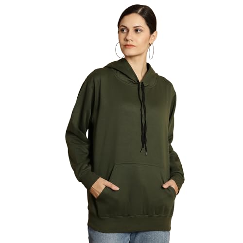 Image of Mack Jonney Solid Hooded Cotton Fleece Sweatshirt for Women (Pack of 2)-MACK50923