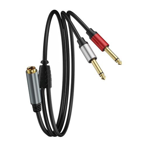 6.35mm Stereo Female Plugs to 2X 6.35mm Male Music Speakers Adapter,6.35mm Speakers Splitters Cable