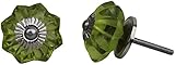 KPAVIR Interior Door Knobs Glass and Metal, Set of 10 (Green)