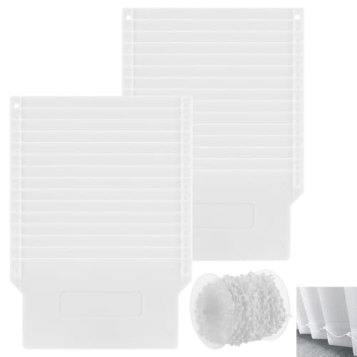 Oungy Lot de 30 rideaux à lamelles de rechange 89 mm - Panneaux de lestage avec chaîne de 10 m - Store vertical d'intérieur - Lamelles blanches pour rideau,...