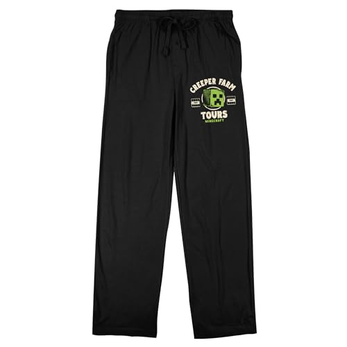 Minecraft Creeper Farm Tours Adult Black Sleep Pajama Pants