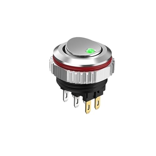 Commutateur de commande 16mm bouton chromé haut de gamme 7A 2NO2NC à clé d'argent