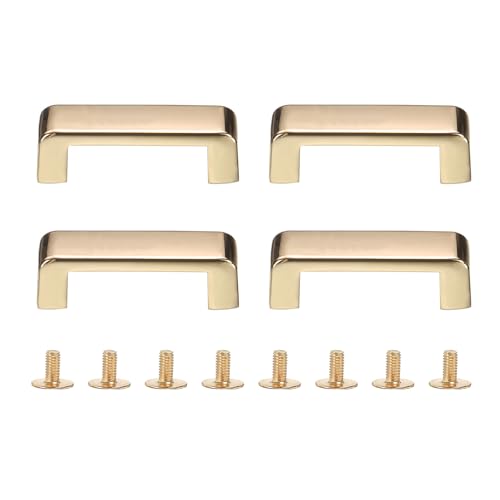 uxcell 4Pcs Metal D-Ring Connector Buckles, Alloy Right Angle Arch Bridge D-Ring Buckles Chain Strap Connector with Screws for Leather Crafts (Light Gold, 1.1 x 0.2 Inch)