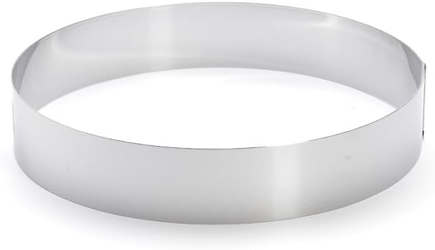 DE BUYER Round Pastry Ring, Stainless Steel, Height 4.5 cm, Stainless Steel, Silver, 22.2 x 22.2 x 4.1 cm