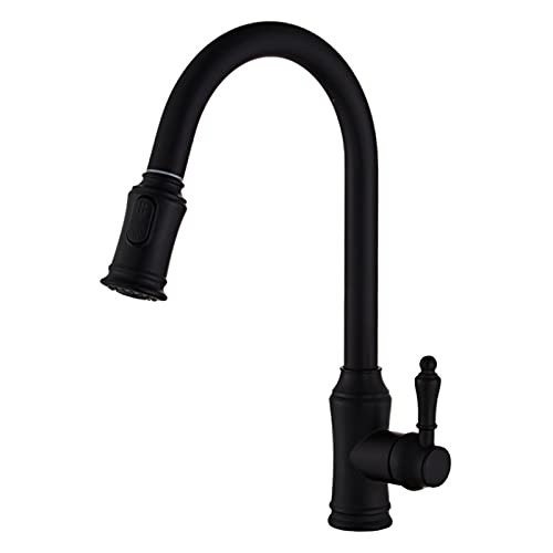 Grifo de cocina extracción de latón, ratero de agua caliente y fría de rotación de 360 °, grifos de fregadero de mango de un solo mango de arco de U200Bhigh, salida de agua de modo dual, núcleo de