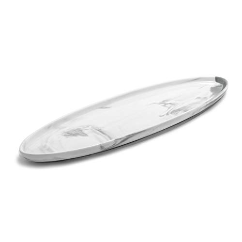 Yedi YCC769, 16'' Porcelain Narrow Oval Dish, Ceramic Fish Plate, Bone China Appetizer Platter, Boat Bowl