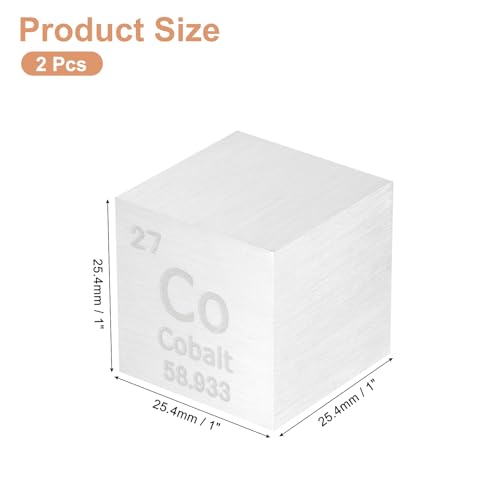 Image of uxcell 1 Inch Cobalt Cube High Density Metal Element Cube 2 Pcs | Chemical Elements Collection Science Education Experiment Application Silver