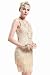 Produktbild BABEYOND Damen Retro 1920er Stil Flapper Kleider mit Zwei Schichten Troddel V Ausschnitt Great Gatsby Motto Party Kostüm Kleider- Gr. M (Fits 78-88 cm Waist & 96-106 cm Hips), Beige