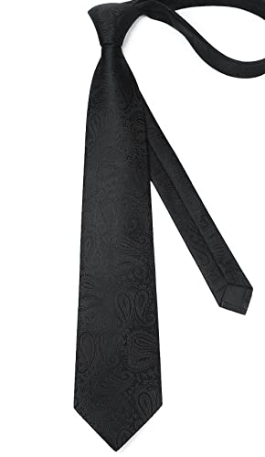 Image of Enlision Ties for Men Plaid Stripe Tie Handkerchief Woven Classic Formal Necktie Pocket Square Clip Set