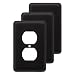 Franklin Brass W10249V-FB-C Stamped Round Single Duplex Outlet Wall Plate / Switch Plate / Cover, Flat Black, 3-Pack