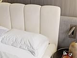 GRAINGOLD Cloud Bett 180x200, Polsterbett mit Bettkasten, Polsterbett mit Stauraum, Samt, mit Lattenrost, mit Kopfteil, ohne Matratze (Beige, 180x200)