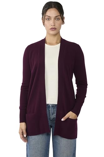 Image of JENNIE LIU Womens 100% Cashmere Open Cardigan Sweater | Long Cardigan Sweaters for Women
