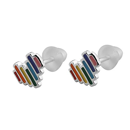 bobauna Delicate Colorful Rainbow Heart Stud Earrings LGBT Pride Jewelry Gift For Gay & Lesbian Pride (Rainbow heart earrings)