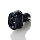 エレコム シガーチャージャー/3USBポート(自動識別)/QuickCharge3.0/ブラック