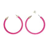 Material: Kunststoff NET TOYS 80er Jahre Ohrringe Modeschmuck Creolen neon-pink 80s Damen Schmuck Mode Ohrclips Party Ohrstecker Damenohrringe Kostüm Zubehör Damen