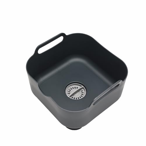 ReBorn - Recycled Washing Up Bowl - Kitchen Dish Wash & Drain - Large Carry Handles - Integrated Plug - Useful Pour Spout - 9 Litres Capacity - Made in Britain (Dark Grey)