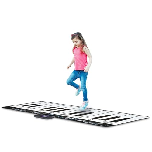 DEQUBE 917D00036 - Manta Piano Musical de Suelo XL con 4 Modos de Juego, Crear Musica y Bailes Cons Instrumentos y melodías, Blanco y Negro (917D00036)