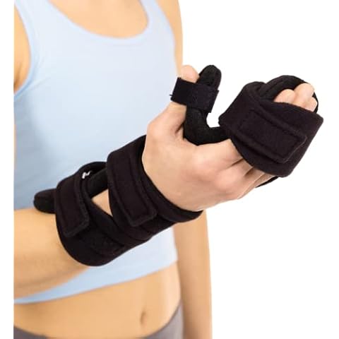 BraceAbility Soft Resting Hand Splint - Stroke Brace Right or Left Hand Immobilizer for Finger Contractures, Post-Surgery Recovery, Carpal Tunnel Syndrome, Ulnar Nerve Damage Relief (M - Left) Cover