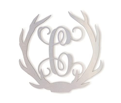 Metal Hunting Wall Decor Deer Antler Monogram Letter C for Wall Decor or Door Hanger, Great for Gifts