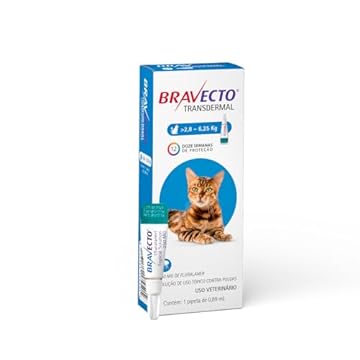 Antipulgas e Carrapatos Bravecto MSD para Gatos de 2,8 a 6,25 kg - 1 Pipeta de 0,89ml