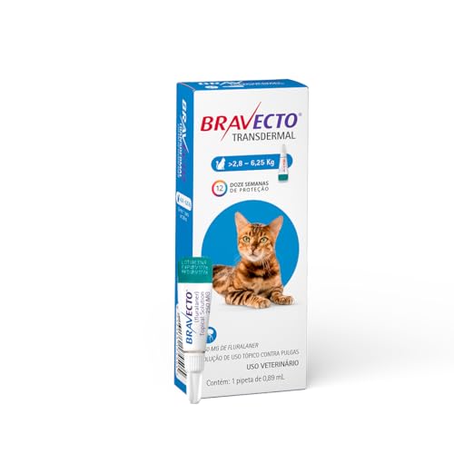 Bravecto® Gatos Transdermal 250mg - Antipulgas - Gatos de 2,8 a 6,25kg - 1 Pipeta 0,89ml - MSD Saúde Animal