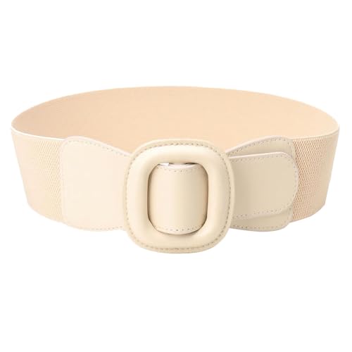 Women's Round Free-buckle Simple Waist Belts Stretch Corset Elastic Wide Boho Cinch for Dress Belt