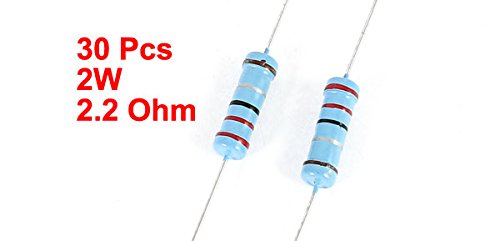 Miniatura 2 de uxcell a14060600ux0448 2W 1% de tolerancia 2.2 ohmios Resistencia de película metálica axial ignífuga 30 piezas, 0.2 pulgadas de ancho, 2.36