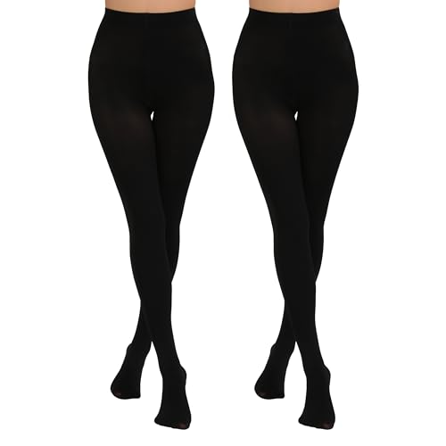 2 Pairs Women's Solid Color Tights 80D, Soft Opaque Microfiber Tights3
