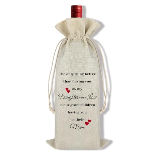 Ximalun Daughter in Law Gifts from Mother in Law Wine Bag Gift for Daughter in Law Wedding Gifts Mothers Day Christmas Birthday Gifts for Daughter in Law Wine Bottle Bag