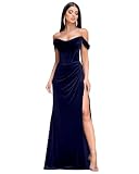 VTsiERY Velvet Long Prom Dresses with Slit...