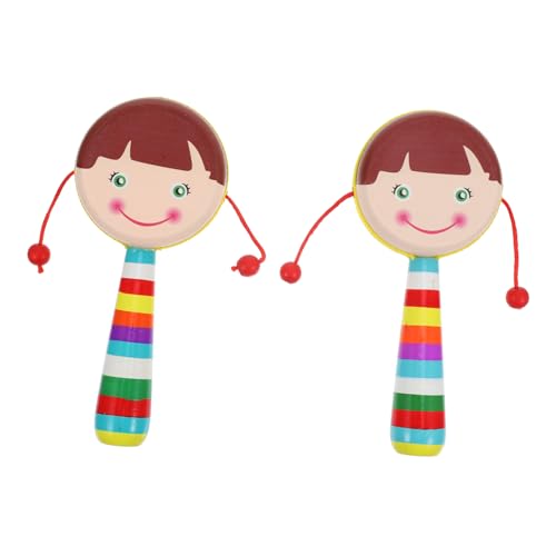 YARNOW 2 Piezas Sonajero De Madera Bebé Colgando Juguetes Sonajeros Para Juguete Musical Juguete Para Bebés Juguetes Sonajero De Dibujos Animados Color Aleatorio