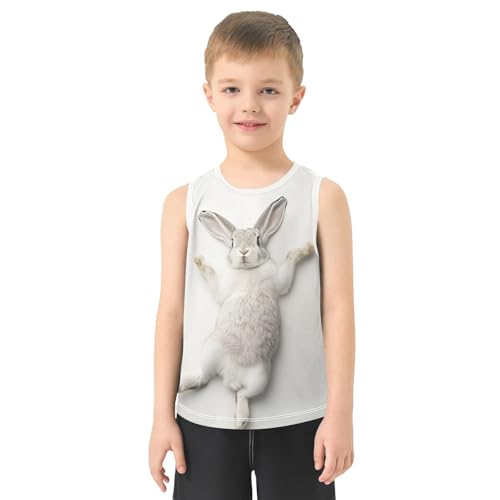 Boys Tank Top Shirts Gray Rabbit Funny Bunny Sleeveless T-Shirts Crew Neck for Kids Clothing Children2
