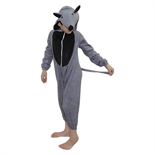 Image of Kaku Fancy Dresses Fleece Rhino Wild Animal Costume For Kids - Grey, 5-6 Years | Animal Fancy Dress For Boys & Girls
