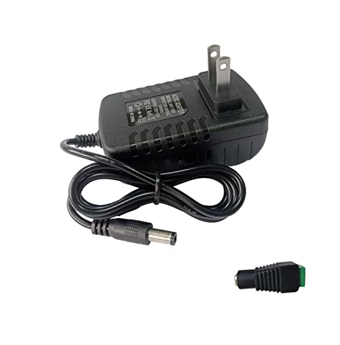 12V 2A Power Supply AC/DC Adapter DC 12v Power Cord 100-240V AC to DC 12 Volt Transformer 5.5mm x 2.5mm dc Plug for DC 12V LED Strip Security CCTV Camera