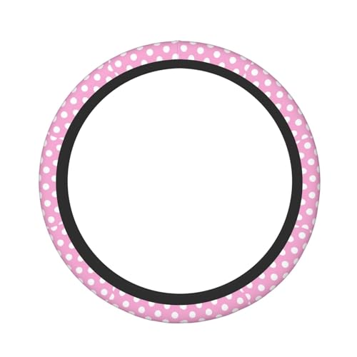 Pevtufa Pink and White Polka Dot Print Steering Wheel Cover Universal 15 Inch Car Auto SUV Accessories Interior Anti Slip Protector