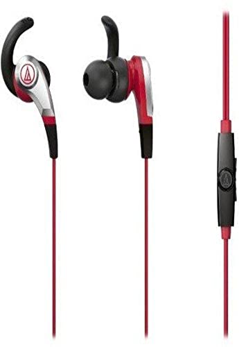 Audio-Technica ATH-CKX5iSRD SonicFuel in-Ear Headphones with in-Line Mic & Control, Red