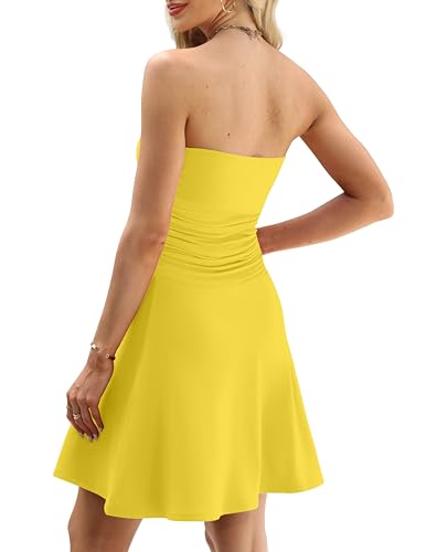 Image of OFEEFAN Womens Tube Dresses Strapless Homecoming Graduation Formal Party Club Mini Dress Date Outfits