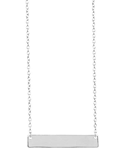 Sterling Forever - Sturdy 925 Sterling Silver Personalized Initial Bar Necklace, 16-18 Inches, Strong Lobster Clasp (Blank)