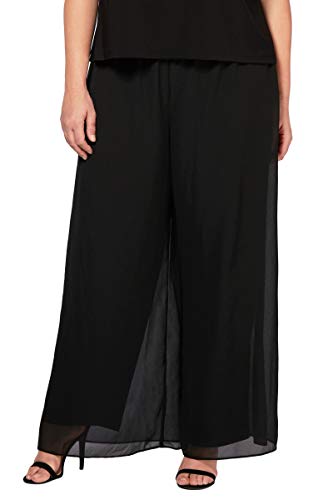 Alex Evenings Women's Straight Leg Dress Pant (Petite Regular Plus Sizes), Full Black Overlay, 1X