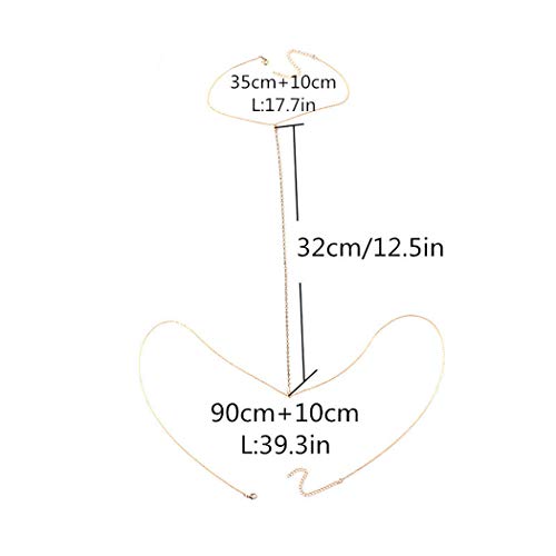 Bomine Rhinestone Body Chain Bra Crystal Bikini Body Jewelry Necklace Bikini Sexy Chains for Women and Girls (Gold) - Thumbnail 7