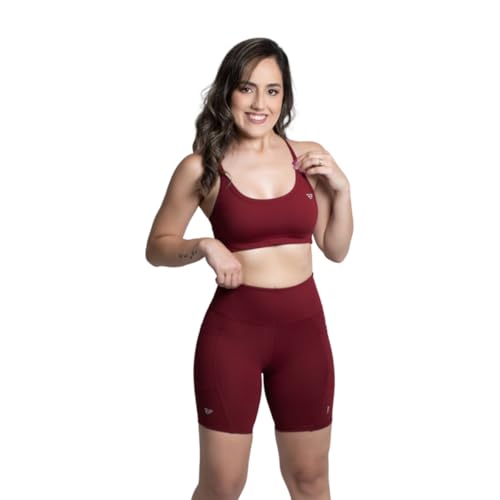 Conjunto Top Com Bojo Short Run Com Bolso Academia Caminhada (Valentino, M)