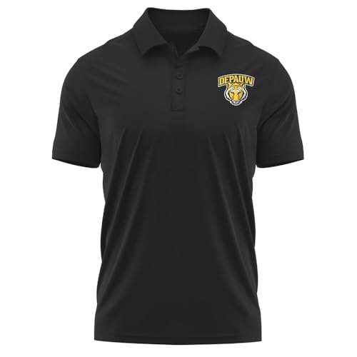 Campus Lab DePauw University Men's Polo Left Chest Logo, Black, Medium