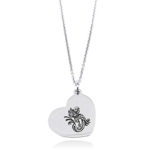 Tioneer Stainless Steel Tribal Parrot Floating Heart Tag Charm Pendant Necklace