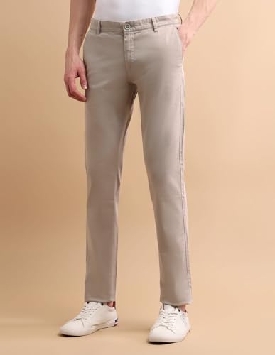 Image of U.S. Polo ASSN. Solid Men's Casual Trousers - Slim Fit Chino Pants for Office & Regular Wear