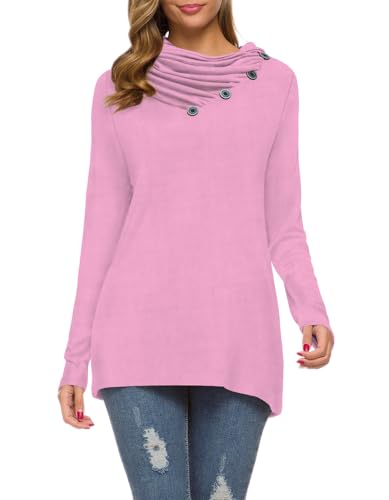 Image of WEACZZY Women's Long Sleeve Shirts Button Cowl Neck Casual Loose Tunic Tops Blouse Dressy Fashion 2026