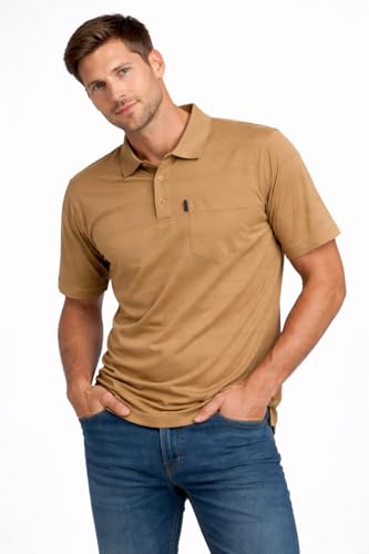 Image of WILD ELEPHANT Men Cotton Striped Polo Neck Half Sleeve T-Shirt with Pocket