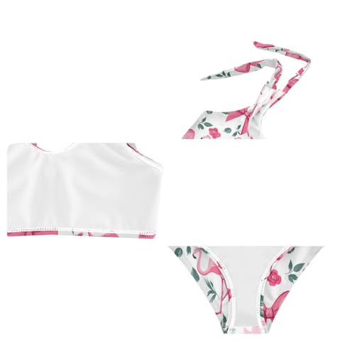 Wusikd Beautiful Flamingo Girls Swimsuits Two Piece Pink Bow Swimwear Bikini Set for for Girls Size 3T4